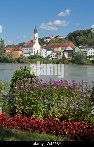 L'église Saint Gertraud et église de pèlerinage Mariahilf, Passau, Bavière, Allemagne Banque D'Images