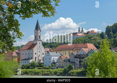 L'église Saint Gertraud et église de pèlerinage Mariahilf, Passau, Bavière, Allemagne Banque D'Images