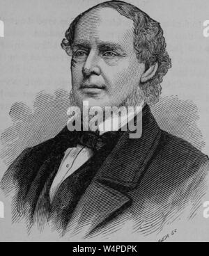 Portrait gravé de Salmon Portland Chase, le sixième juge en chef des États-Unis, du livre 'L'histoire politique de l'United States' par James Penny Boyd, 1888. Avec la permission de Internet Archive. () Banque D'Images