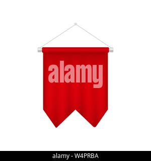 Fanion football rouge modèle. Football drapeau 3D réaliste Illustration de Vecteur