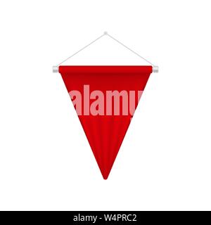 Fanion rouge réaliste modèle. Ouverture vierge Triangle Illustration de Vecteur