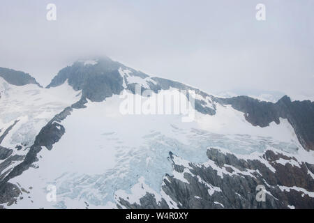 Vue aérienne de Mendenhall et Norris glaciers en Alaska. Banque D'Images