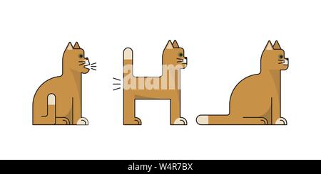 Les chats d'Orange. Ensemble d'icônes simple. Les animaux mignons. Vector illustration Illustration de Vecteur