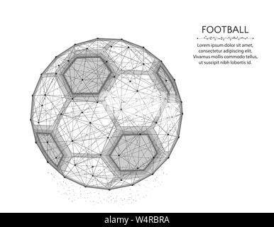 Ballon de soccer, sport design poly faible jeu abstract graphiques, wireframe polygonale football vector illustration faite à partir des points et des lignes sur un blanc retour Illustration de Vecteur