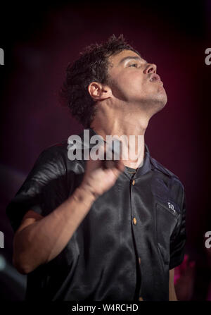 La plage de Zurriola, Espagne. 24 juillet 2019. Jamie Cullum effectuant le 24 juillet 2019 au stade vert Heineken, placé sur la plage de Zurriola, de la Heineken Jazz Festival qui aura lieu 24 au 28 juillet à Donostia-San Sebastian la 54 édition de la Heineken Jazzaldia 2019 (Basque Country-Spain). Le Festival est l'un des plus anciens en Europe et le plus ancien de l'Espagne. Credit : Alvaro Velazquez/worldwidefeatures Alamy Live News" Banque D'Images