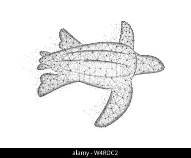 Bas de la tortue luth, conception poly abstrait animaux africains, graphique polygonal reptile wireframe vector illustration fait à partir de points et lignes sur une Illustration de Vecteur
