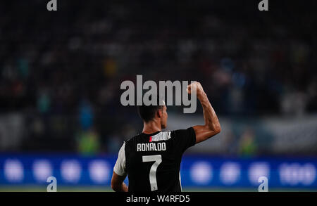 Beijing, Chine, province de Jiangsu. 24 juillet, 2019. Cristiano Ronaldo de la Juventus, célèbre lors de la notation 2019 Coupe des Champions International match de football entre la Juventus et l'Inter Milan à Nanjing, Jiangsu Province de Chine orientale, le 24 juillet 2019. Crédit : Li Xiang/Xinhua/Alamy Live News Banque D'Images