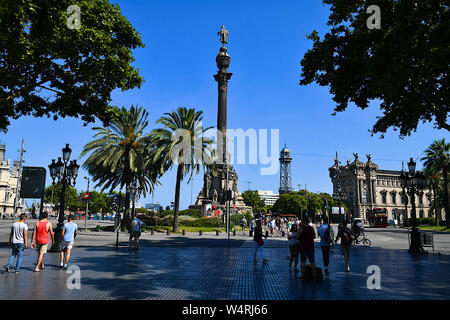 Monument de Christophe Colomb, Barcelone, Catalogne, Espagne Banque D'Images