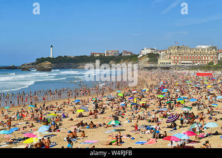 Seascape et plage de Biarritz, Pays Basque, France Banque D'Images
