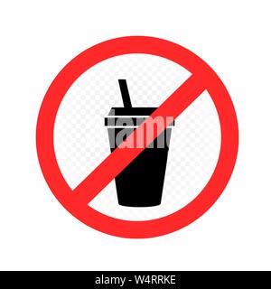 Des boissons dans tasse en plastique interdiction sign Illustration de Vecteur
