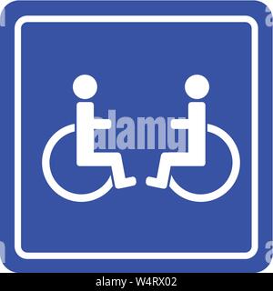 Deux personnes handicapées sur le bouton icône de signe vecor illustration Illustration de Vecteur