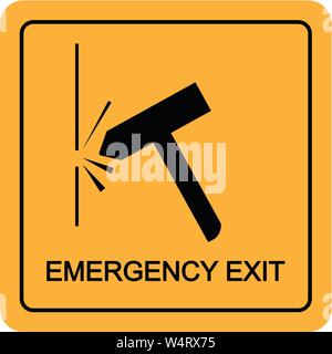 Sortie de secours avec smash hammer dans la fenêtre vecteur icône Illustration de Vecteur