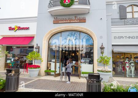 Façade de fermes de Mendocino restaurant dans le quartier de Marina Del Rey Los Angeles, Californie, le 10 décembre 2018. () Banque D'Images