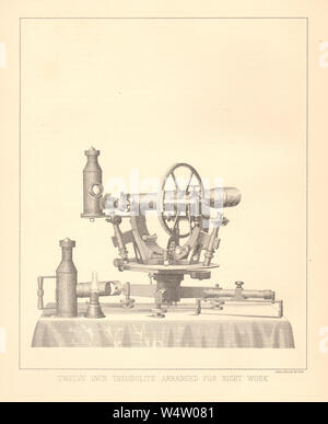 Direction de 12 pouces d'un théodolite, organisé pour utilisation de nuit, y compris les lampes, marcher à niveau et cercle vertical - ex-libris anciens illustration Banque D'Images