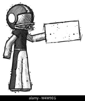 Joueur de football Sketch man holding grande enveloppe. Banque D'Images