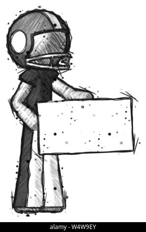 Joueur de football Sketch man presenting grande enveloppe. Banque D'Images