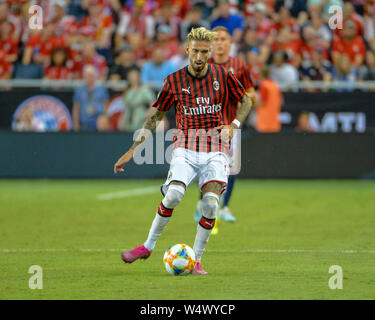 Kansas City, KS, États-Unis d'Amérique. 23 juillet, 2019. L'AC Milan de l'avant, Samuel Castillejo (7), en action pendant le match de la Coupe des Champions de l'International 2019 entre l'AC Milan et le FC Bayern, au Children's Mercy Park à Kansas City, KS. Le Bayern a battu l'AC Milan, 1-0. Kevin Langley/Sports médias du Sud/CSM/Alamy Live News Banque D'Images