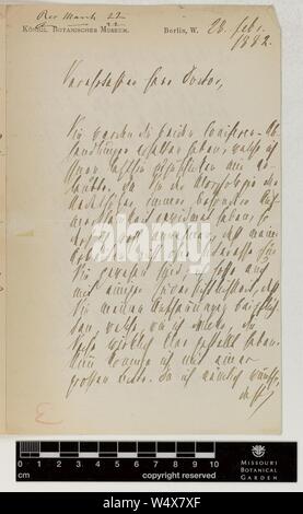 Correspondance - Eichler (août) et d'Engelmann (George) (Feb 28, 1882 (1)) Banque D'Images