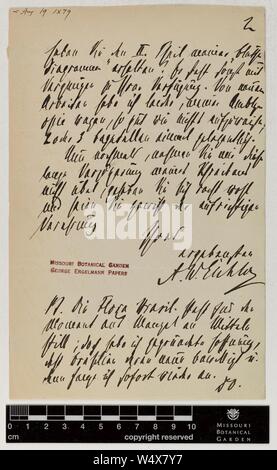 Correspondance - Eichler (août) et d'Engelmann (George) (juil 27, 1879 (3)) Banque D'Images