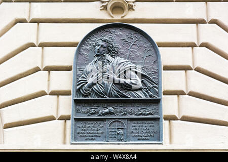 FLORENCE, ITALIE - 10 MAI 2019 : dans cette maison a vécu le compositeur Mikhal Oginsky Kleafas mémorable, inscription sur le mur d'un bâtiment à Florence Banque D'Images