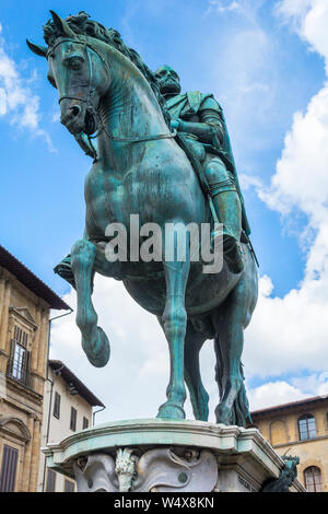 FLORENCE, ITALIE - 10 MAI 2019 : monument équestre de Cosme I , Statua equestre di Cosimo I de' Medici Banque D'Images