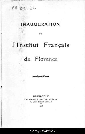 Couverture du livre de l'Inauguration 99‥Institut français de Florence. Banque D'Images