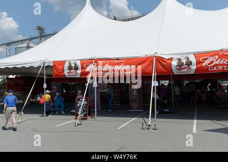 Budweiser Clydesdale équipe participant à la foire de l'État de Delaware 2019, Harrington, Delaware, Etats-Unis. Banque D'Images