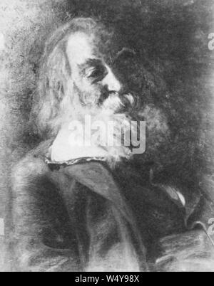 Portrait dessiné de Walt Whitman, un poète, essayiste, et journaliste de Huntington sur Long Island, comté de Suffolk, New York, 1880. À partir de la Bibliothèque publique de New York. () Banque D'Images