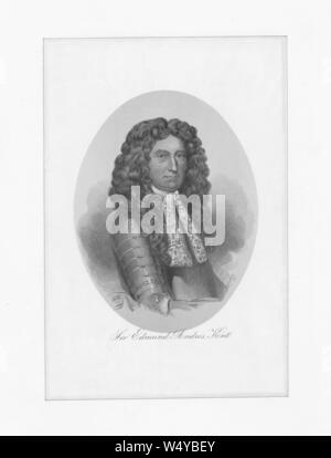 Portrait gravé de Sir Edmund Andros, un administrateur colonial français en Amérique du Nord, en 1700. À partir de la Bibliothèque publique de New York. () Banque D'Images