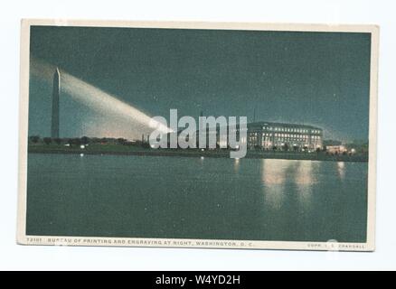 Carte postale gravée de l'United States Bureau de l'impression et la gravure de nuit, Washington, District of Columbia, 1900. À partir de la Bibliothèque publique de New York. () Banque D'Images