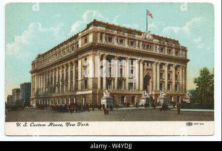 Carte postale gravée de l'United States Custom House à New York City, New York, publié par l'illustre la carte postale, 1910. À partir de la Bibliothèque publique de New York. () Banque D'Images