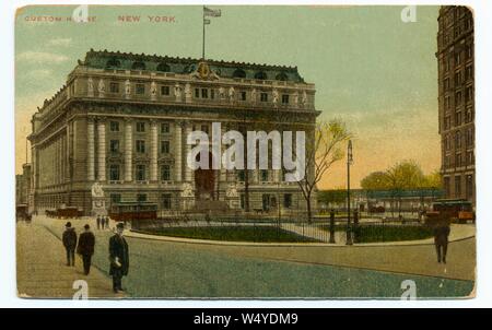 Carte postale gravée de l'United States Custom House à New York City, New York, publié par Theodor Eismann, 1910. À partir de la Bibliothèque publique de New York. () Banque D'Images