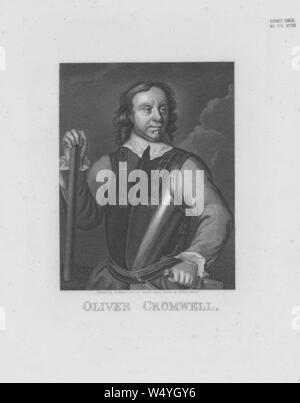 Portrait gravé d'Oliver Cromwell, un chef militaire et politique de Huntingdon, Cambridgeshire, Angleterre, 1650. () Banque D'Images