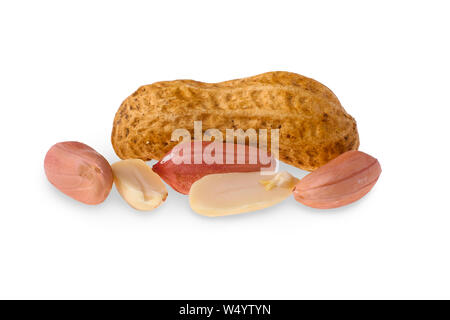 Peanuts isolated on white background, Close up Banque D'Images