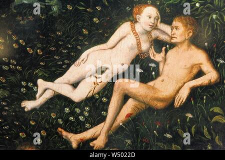 Oberhausen - gazomètre - Der schöne Schein - Das Goldene Zeitalter (Lucas Cranach, Alte Pinakothek) 03 s. Banque D'Images