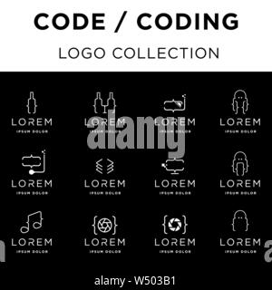 Codage code modèle de vecteur de conception de logo Illustration de Vecteur