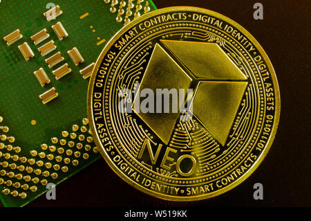 Neo est un moyen moderne d'échange et cette crypto-monnaie est un moyen de paiement pratique Banque D'Images