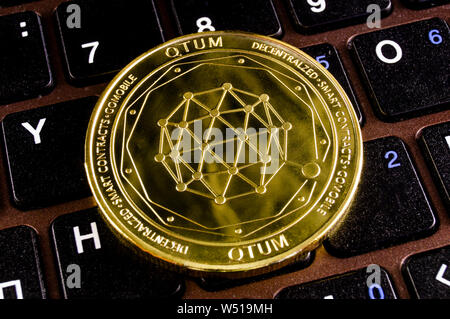 Qtum est une façon moderne de l'échange et cette crypto-monnaie est un moyen de paiement pratique Banque D'Images