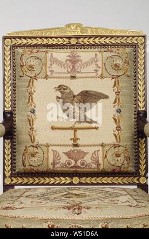 Un fauteuil, Frames attribué à François-Honoré-Georges Jacob-Desmalter (Français, 1770 - 1841), des Tapisseries de Beauvais manufacture (Français, fondé 1664), Paris, France, Europe, vers 1810, l'Acajou et hêtre, gilt-bronze mounts, soie et laine tapisserie d'ameublement, 100,6 × 63,5 × 48,3 cm (39 5/8 × 25 × 19 en Banque D'Images