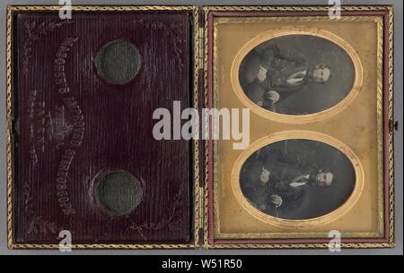 Portrait d'un homme assis avec un menton Beard, William J. Shew (américain, 1820 - 1903), 1857, stéréogramme, daguerréotype, colorées à la main Banque D'Images