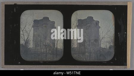 Vue de la tour principale, posssibly le Château de Vincennes, pas de bouilloire, Français, vers 1855, stéréogramme, daguerréotype Banque D'Images