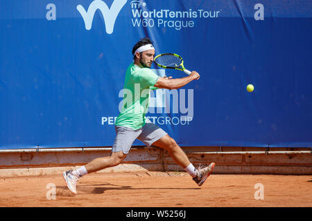 Prague, République tchèque, le 25 juillet, 2019. Lorenzo Giustino (ITA) lors de match contre Vaclav Safranek (CZE) Avantage à Prague 2019 ouvert Banque D'Images