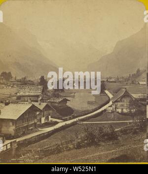 Suisse. - Canton de Berne. Kanderthal. La vallée de la Kander, vue prise du château de Tellenburg., Aimé Civiale (Italien, 1821 - 1893), années 1870, à l'albumine argentique Banque D'Images