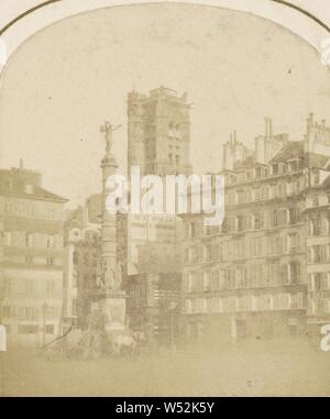 Columne & Place du Châtelet. - Tour de Saint Jacques., attribué à André H. Orange (français, Paris, France active 1850), vers 1855, le sel imprimer Banque D'Images