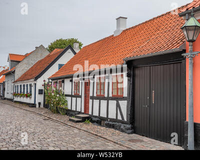 Ebeltoft traditionnel idyllique de maisons à colombages, Danemark Banque D'Images