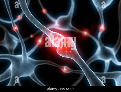 Les cellules nerveuses synapses - Active 3D illustration Banque D'Images