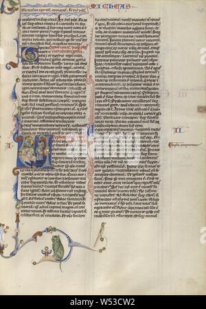 V Initial : Micah s'adressant à un groupe de soldats, Inconnu, Bologne, Italie, environ 1250 - 1262, Tempera et feuille d'or sur parchemin, feuille : 26,8 x 19,7 cm (10 9/16 x 7 3/4 in Banque D'Images