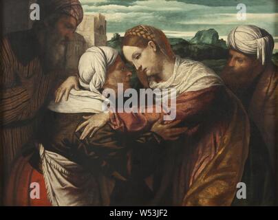La Visitation, Maria's et Elisabet, peinture, art religieux, hauteur, 69 cm (27,1 po), largeur, 93 cm (36,6 pouces) Banque D'Images