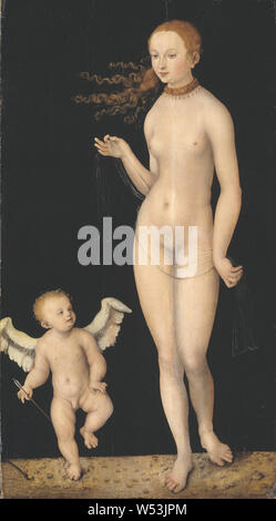 Lucas Cranach le Vieux, Vénus et Cupidon, Venus et Amor, peinture, huile sur panneau, hauteur, 90 cm (35,4 po), largeur, 49,5 cm (19,4 pouces) Banque D'Images