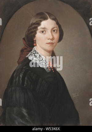 Maria Röhl, (1801-1875), Charlotta 'Lotten' Lindblad (1829-1912), pianiste, professeur de piano, membre de l'Académie Royale de Musique, auteur et critique g.m. von Feilitzen Urbain, peinture, Pastel sur papier, collé sur carton, hauteur : 71 cm (27,9), Largeur : 52,5 cm (20,6) Banque D'Images
